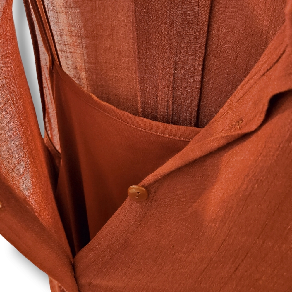 Mlle Gabrielle Burnt Orange Swing Button-Down Shirt Dress | 3X - Picture 4 of 9